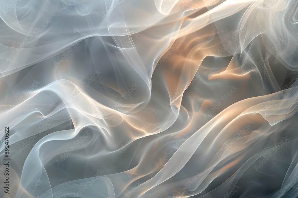 Obraz premium A mesmerizing abstract art piece featuring flowing smoke patterns in serene grey tones, creating a tranquil and fluid visual effect.