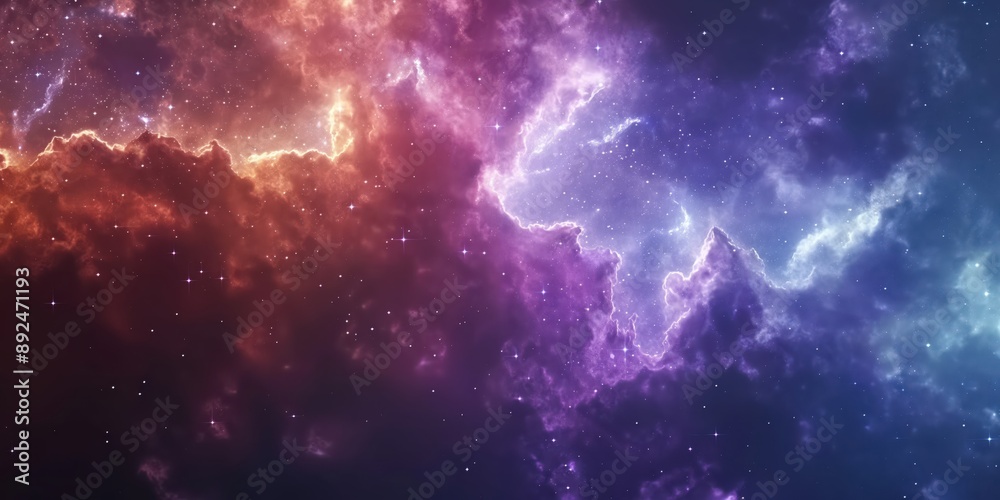 Fototapeta premium Colorful space galaxy cloud nebula. Stary night cosmos. Universe science astronomy. Supernova background wallpaper created by ai