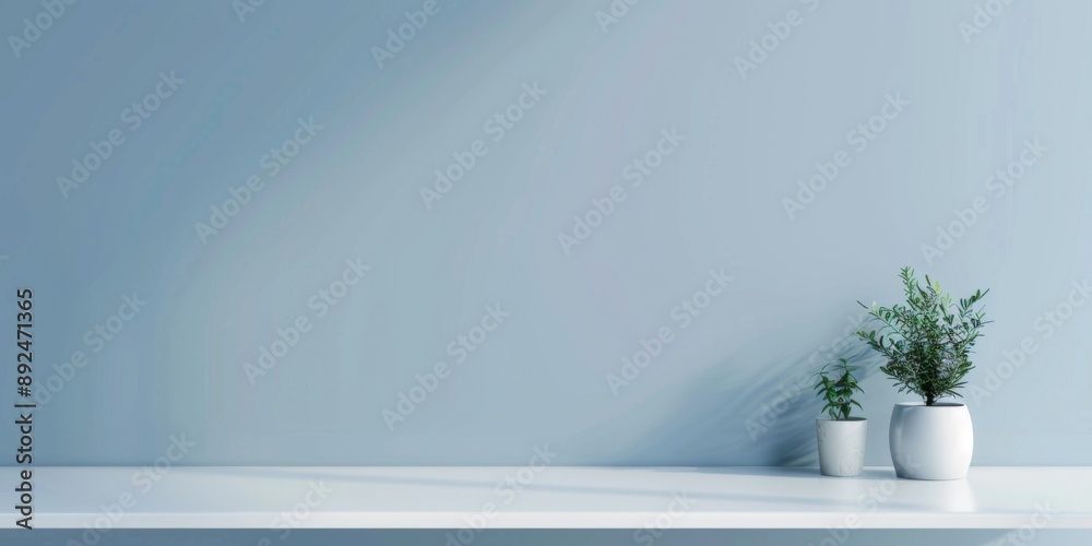 Obraz premium A minimalistic blue background with subtle interplay of shadow and light, creating a serene and sophisticated atmosphere