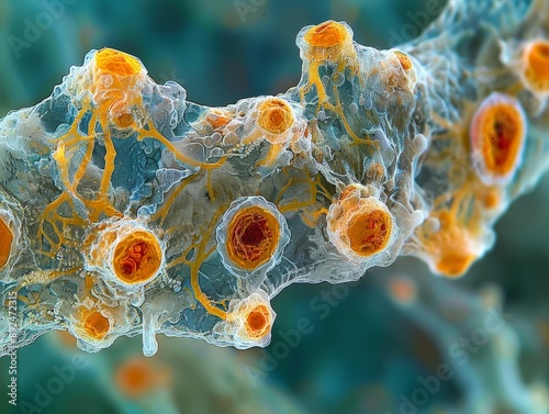 Detailed Microscopic View of Collenchyma Cells with Thickened Corners and Flexible Support Cells photo
