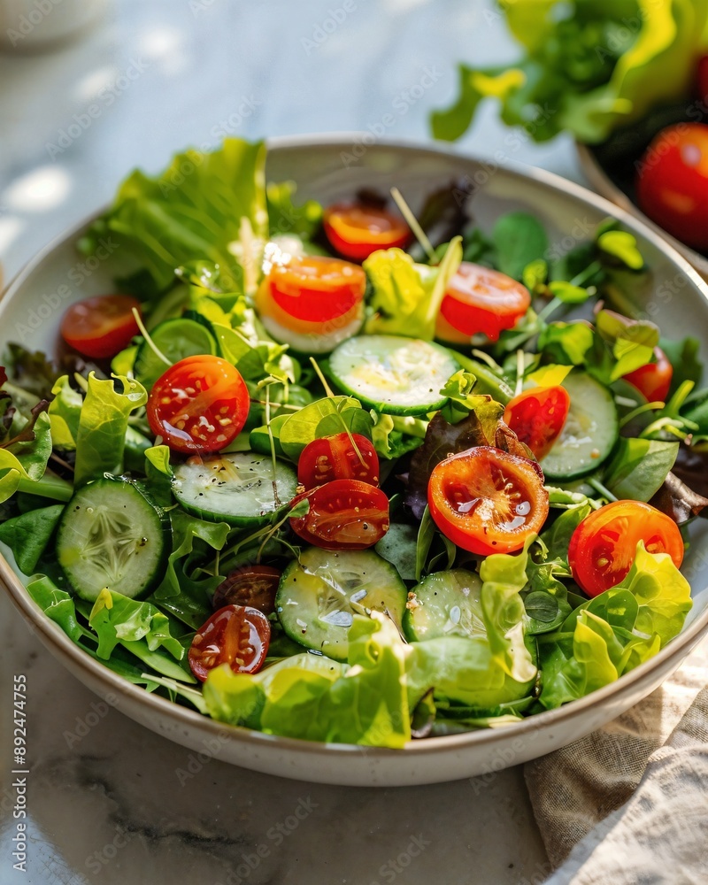 a salad with cucumbers, tomatoes, and lettuce a salad with cucumbers, tomatoes, and lettuce