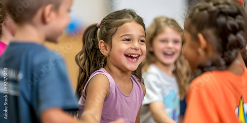Happy children playing together, Joyful kids having fun