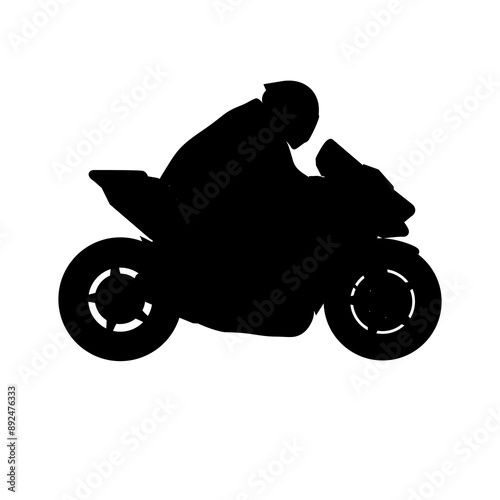 super sport bike rider silhouette side view vector