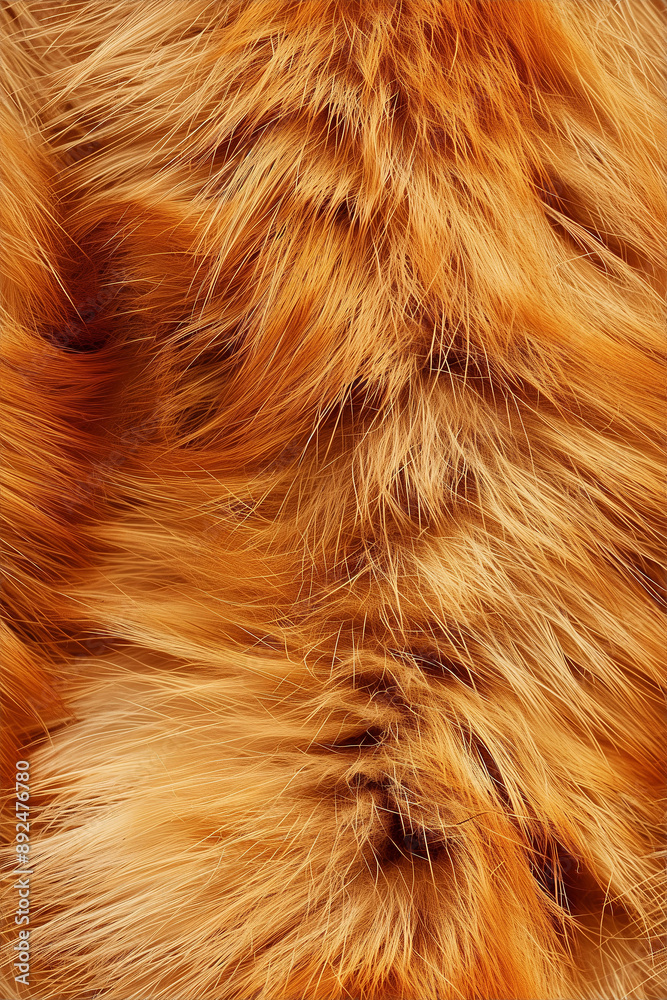 Fototapeta premium Realistic Red Fox Fur Seamless Tile for Natural Animal Print Patterns..