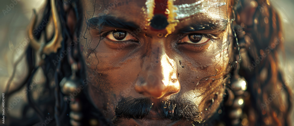 Shiva, Hindu God of Destruction with Third Eye and Trident Stock Photo ...