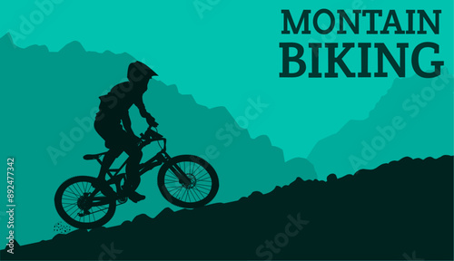 silhouette of an extreeme downhill mountain biker