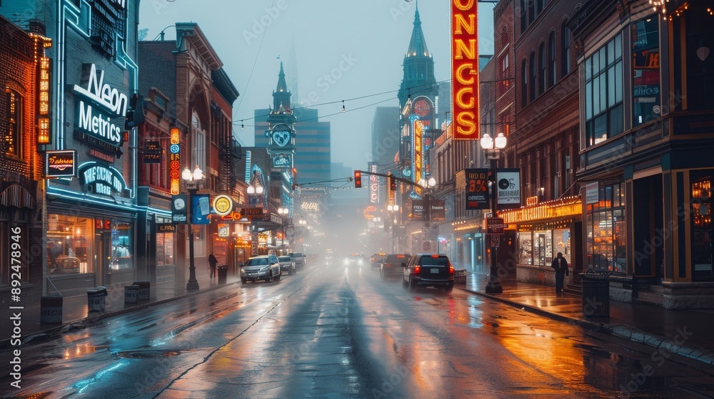 Fototapeta premium night city street