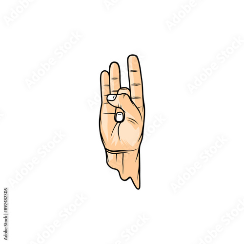 right hand gesture soonya mudra vector illustration