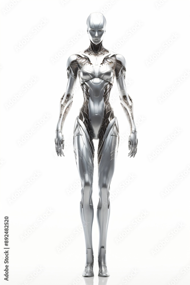 cyberwoman in a high-tech suit on a white background cyberwoman in a high-tech suit on a white background