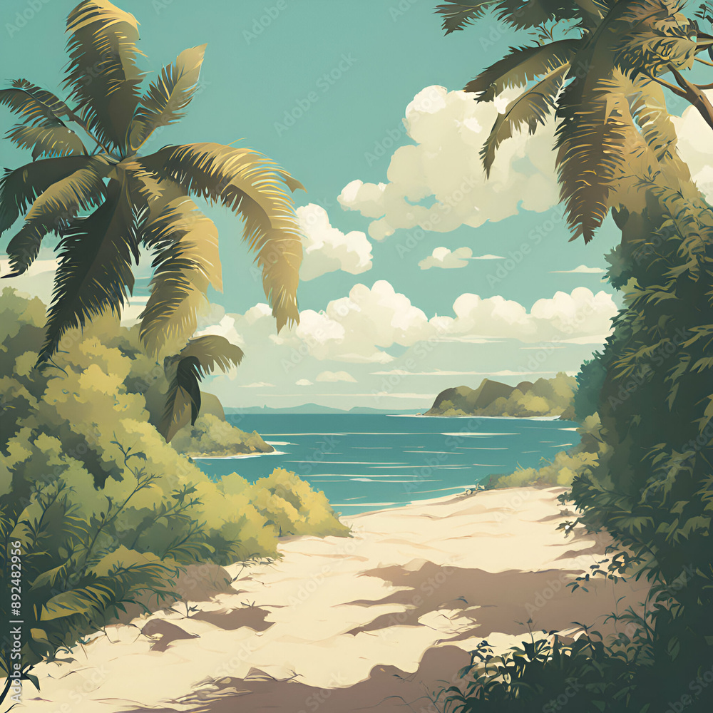 beach with palm trees