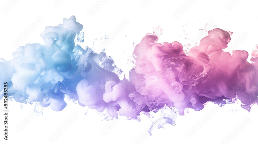 Vibrant Pastel Pink, Purple, and Blue Watercolor Paint Smoke Clouds on White Background. Abstract Ink Colors Splash Isolated Underwater with Copy Space. Vibrant Pastel Pink, Purple, and Blue Watercolor Paint Smoke Clouds on White Background. Abstract Ink Colors Splash Isolated Underwater with Copy Space.