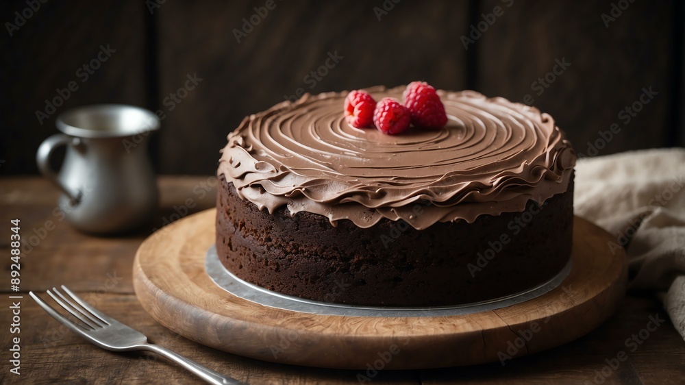 an image of a single perfectly frosted chocolate cake background an image of a single perfectly frosted chocolate cake background