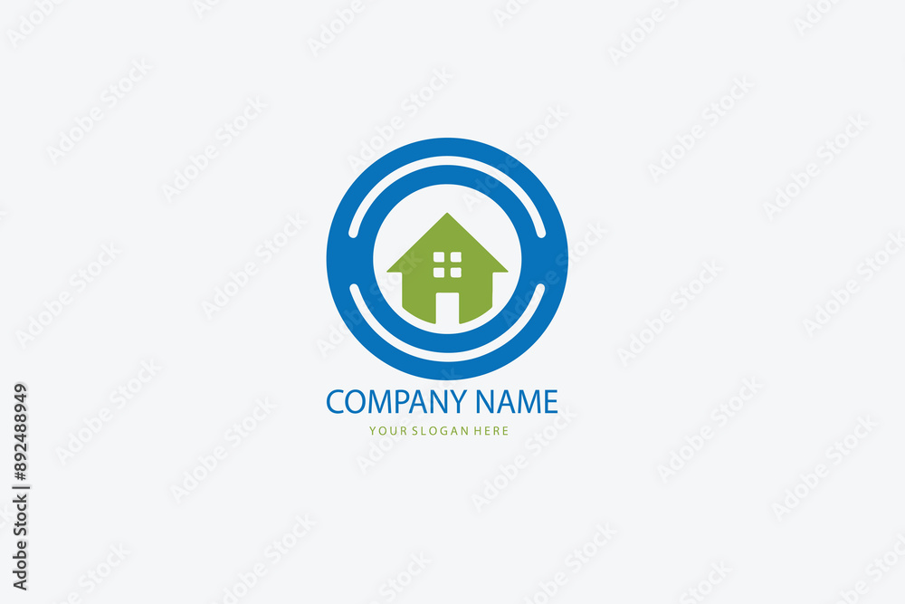vector logo letter o with house vector logo letter o with house