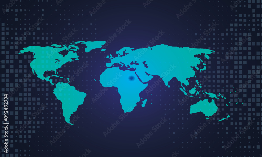 Naklejka premium Abstract technology background with world map. Vector illustration. Eps 10.