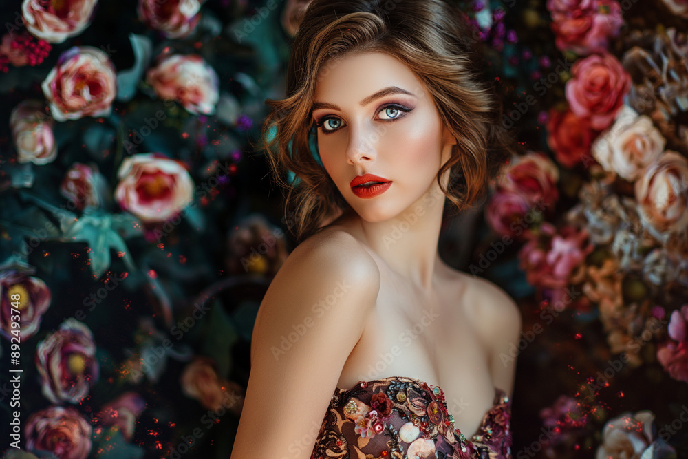 Art Beautiful Woman in an Elegant Dress Art Beautiful Woman in an Elegant Dress