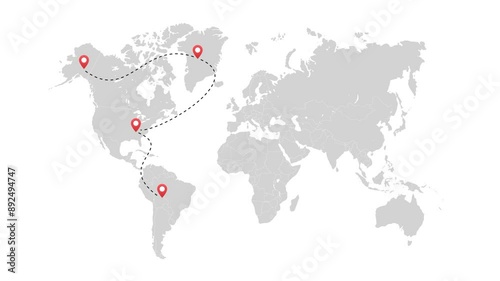 Wallpaper Mural World map travel route location animation Torontodigital.ca