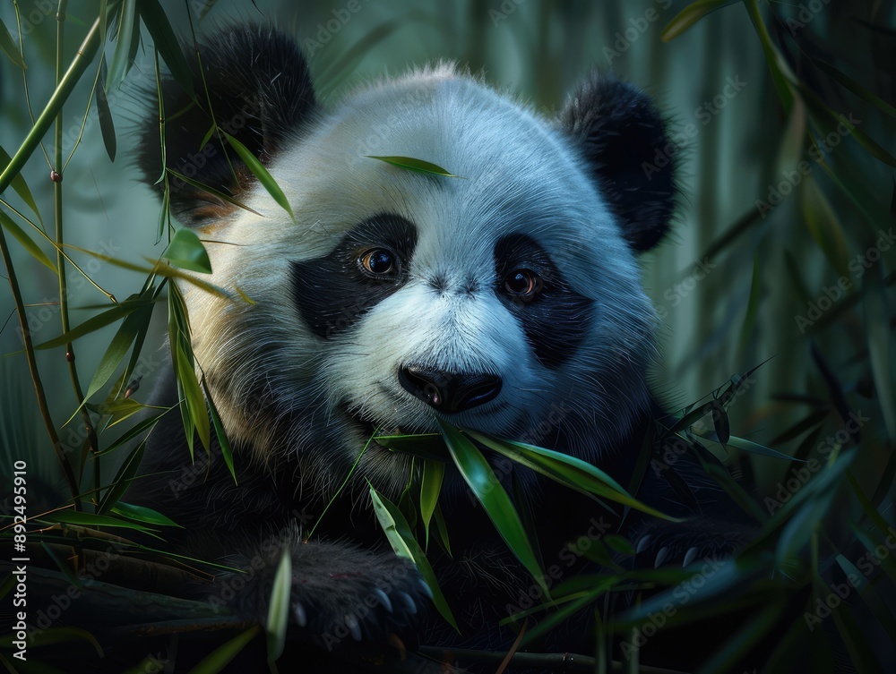 Fototapeta premium panda eating bamboo