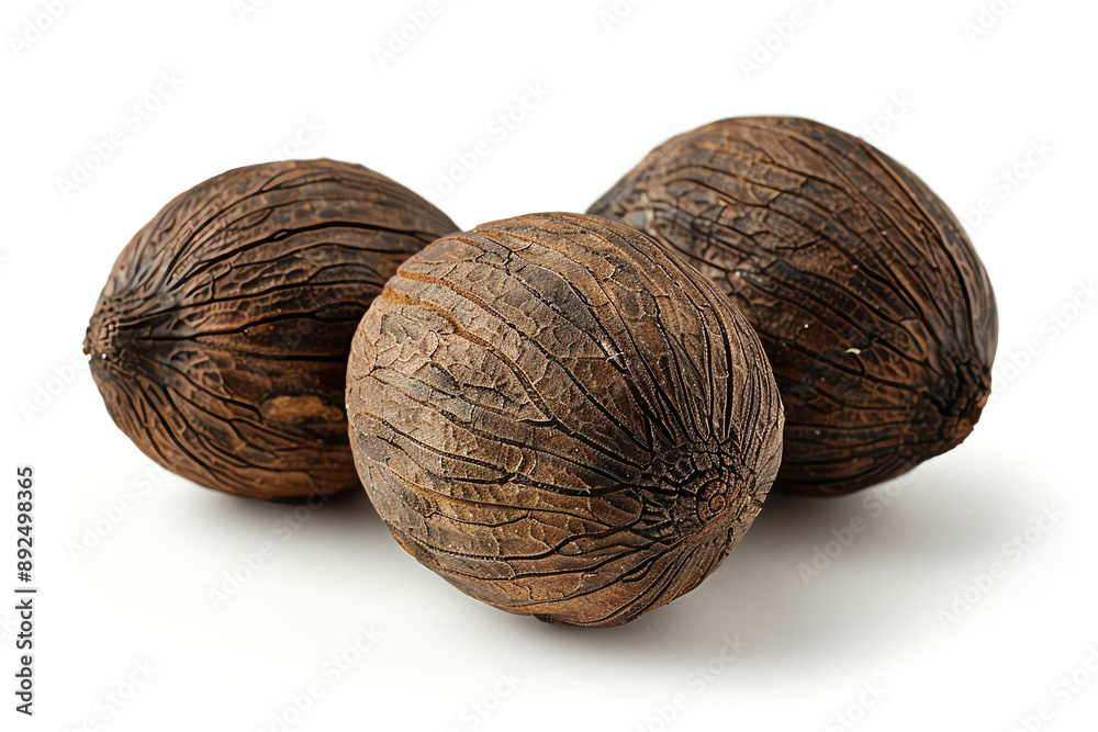 Nutmeg, isolated on white background. Nutmeg, isolated on white background.