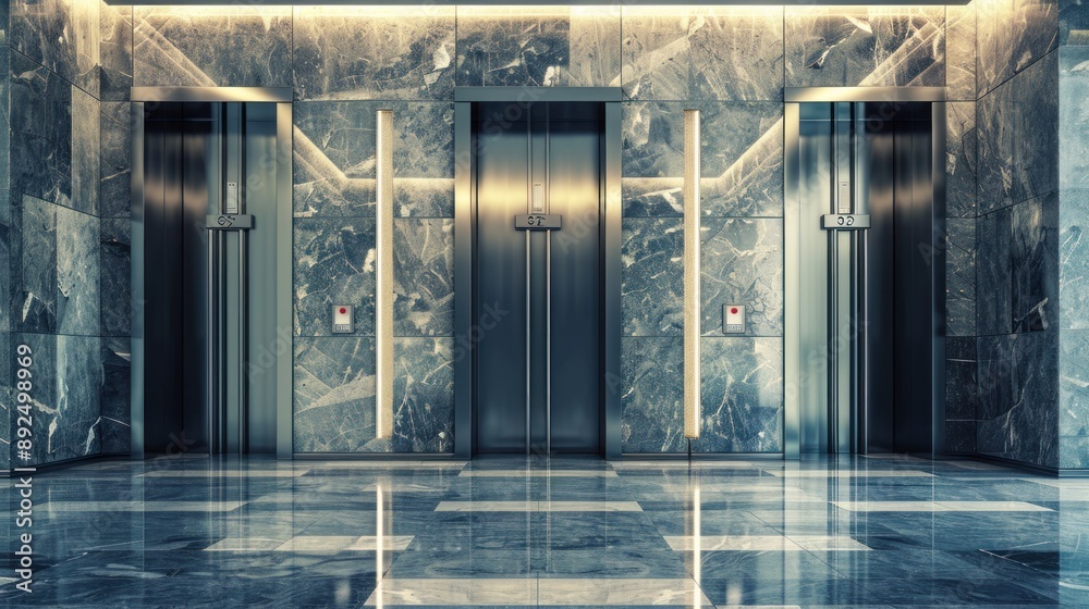 Obraz premium Elevator Doors in Office Building