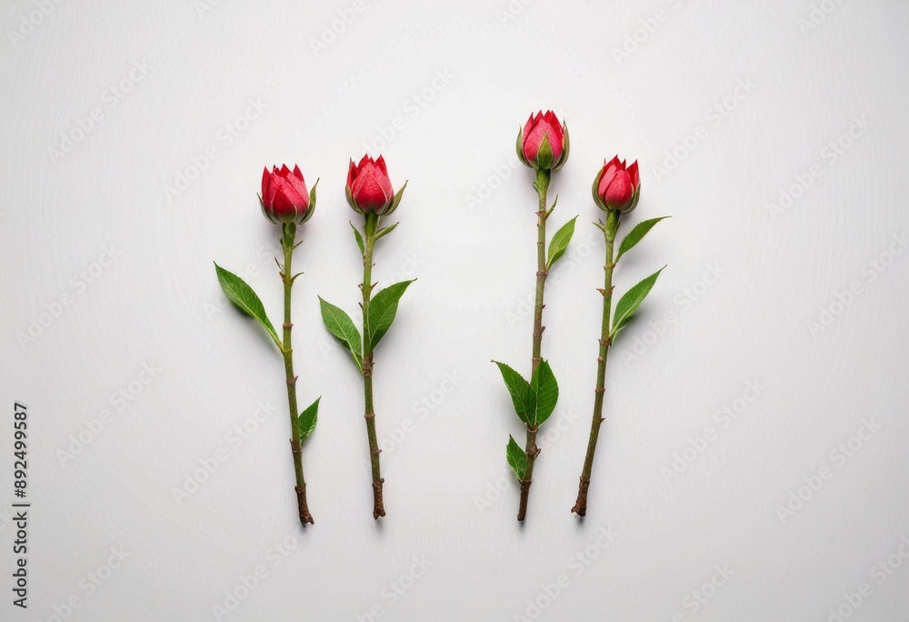 Obraz premium image of four small roses on a white background
