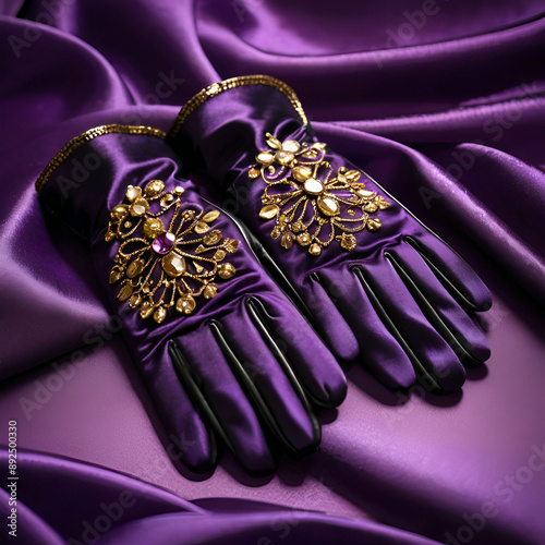 Opulent gold floral gloves  photo