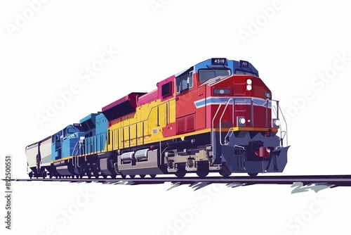 Logistics Industry Colorful Isolated Train Web Graphic Generative Illustration Vector