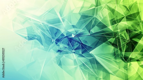 bstract plexus in shades of green and blue, text space designed on the right for clarity and focus