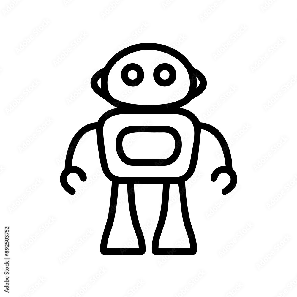 Cute robot cartoon icon character, line stoke isolated, graphic design sign Cute robot cartoon icon character, line stoke isolated, graphic design sign