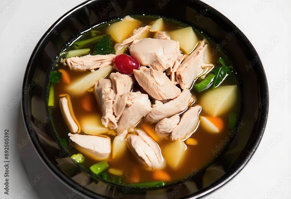 Chicken Soup with Chunks of Chicken and Vegetables