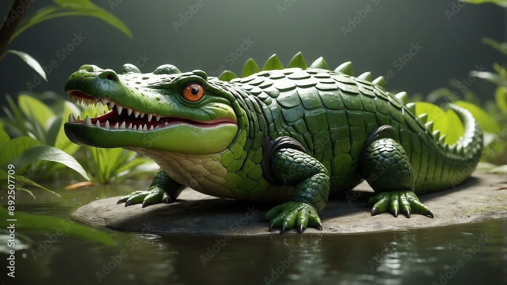 Fototapeta premium an avocado transformed into an alligator with t background