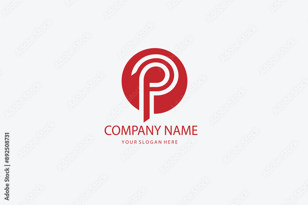 Letter P heart simple modern logo Letter P heart simple modern logo
