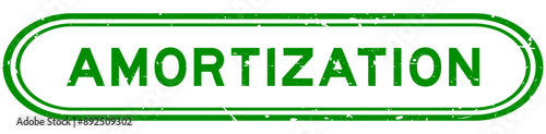 Grunge green amortization word rubber seal stamp on white background