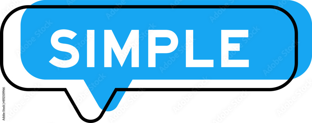 Speech banner and blue shade with word simple on white background Speech banner and blue shade with word simple on white background