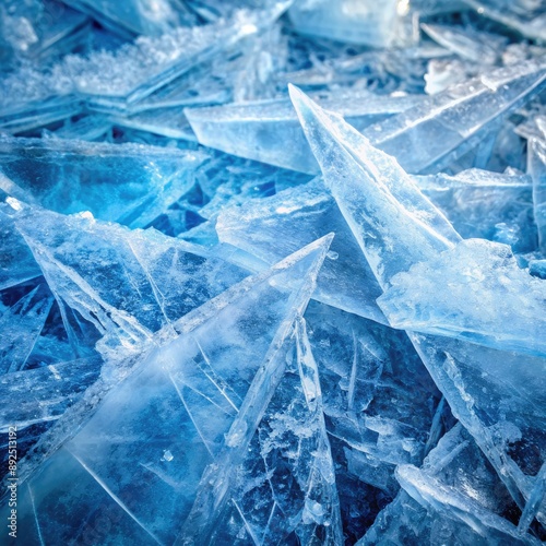 Close-Up View of Sharp, Fragile Ice Crystals in Winter. Generative AI