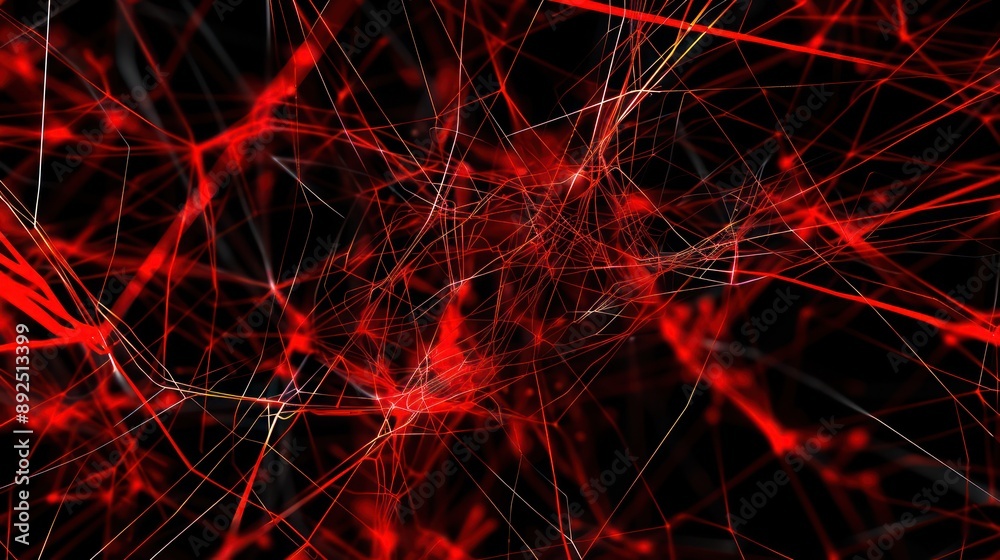 Obraz premium Dynamic plexus of red and black lines, providing a striking contrast and a bold backdrop for text