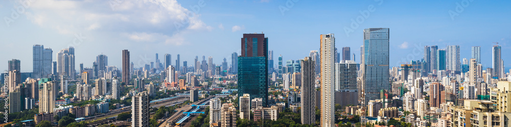 Panorama of Mumbai's skyline on a sunny summer afternoon, spanning from Wadala to Worli Panorama of Mumbai's skyline on a sunny summer afternoon, spanning from Wadala to Worli