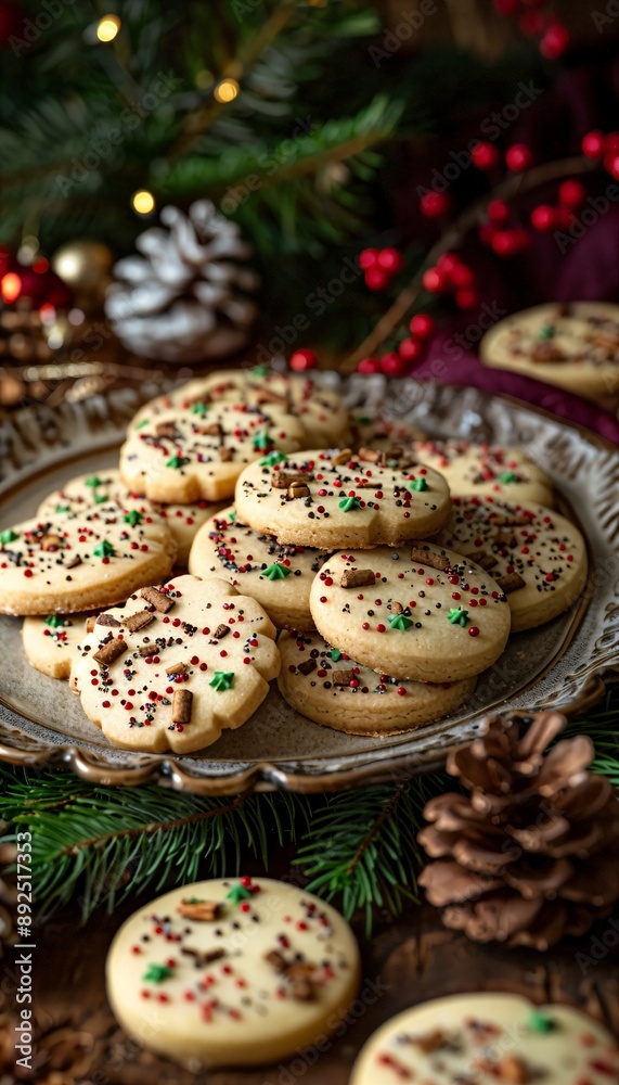 a plate full of cookies with sprinkles on it a plate full of cookies with sprinkles on it
