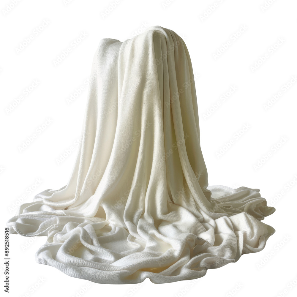Soft White Fabric Draped Elegantly Without Background. Soft White Fabric Draped Elegantly Without Background.
