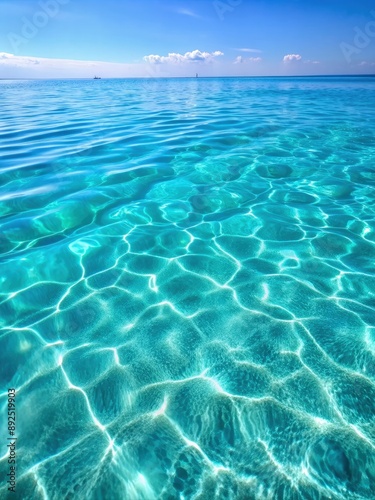 Clear, Light Blue Ocean Water With a Glimmering Surface on a Sunny Day. Generative AI © Irina