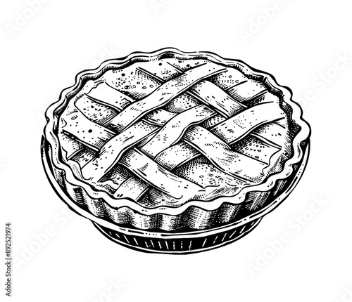 pie engraving black and white outline