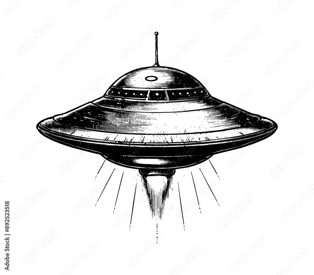 ufo engraving black and white outline ufo engraving black and white outline
