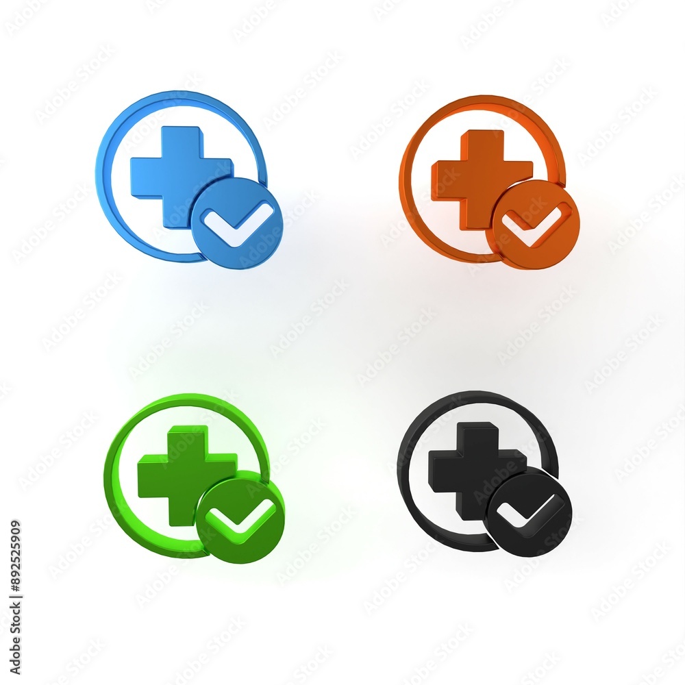 Obraz premium Colorful Cross hospital medical icon isolated on white background. First aid. Diagnostics symbol. Medicine and pharmacy sign. Minimalism concept. 3D render illustration