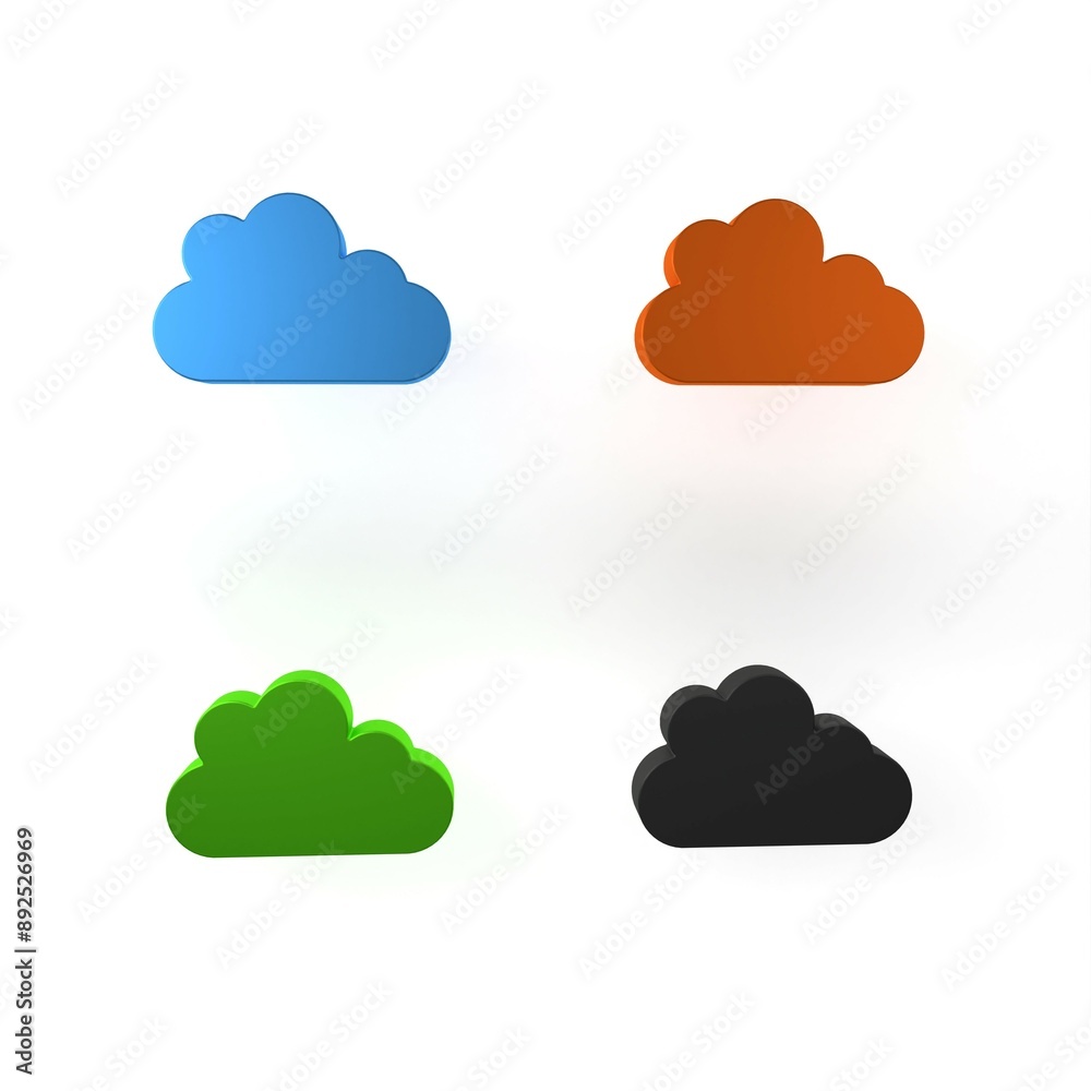 Colorful Cloud icon isolated on white background. Minimalism concept. 3D render illustration Colorful Cloud icon isolated on white background. Minimalism concept. 3D render illustration