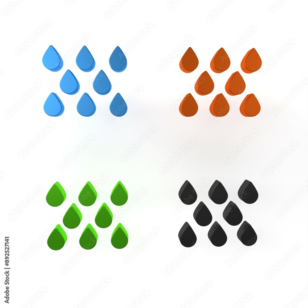 Fototapeta premium Colorful Water drop icon isolated on white background. Minimalism concept. 3D render illustration
