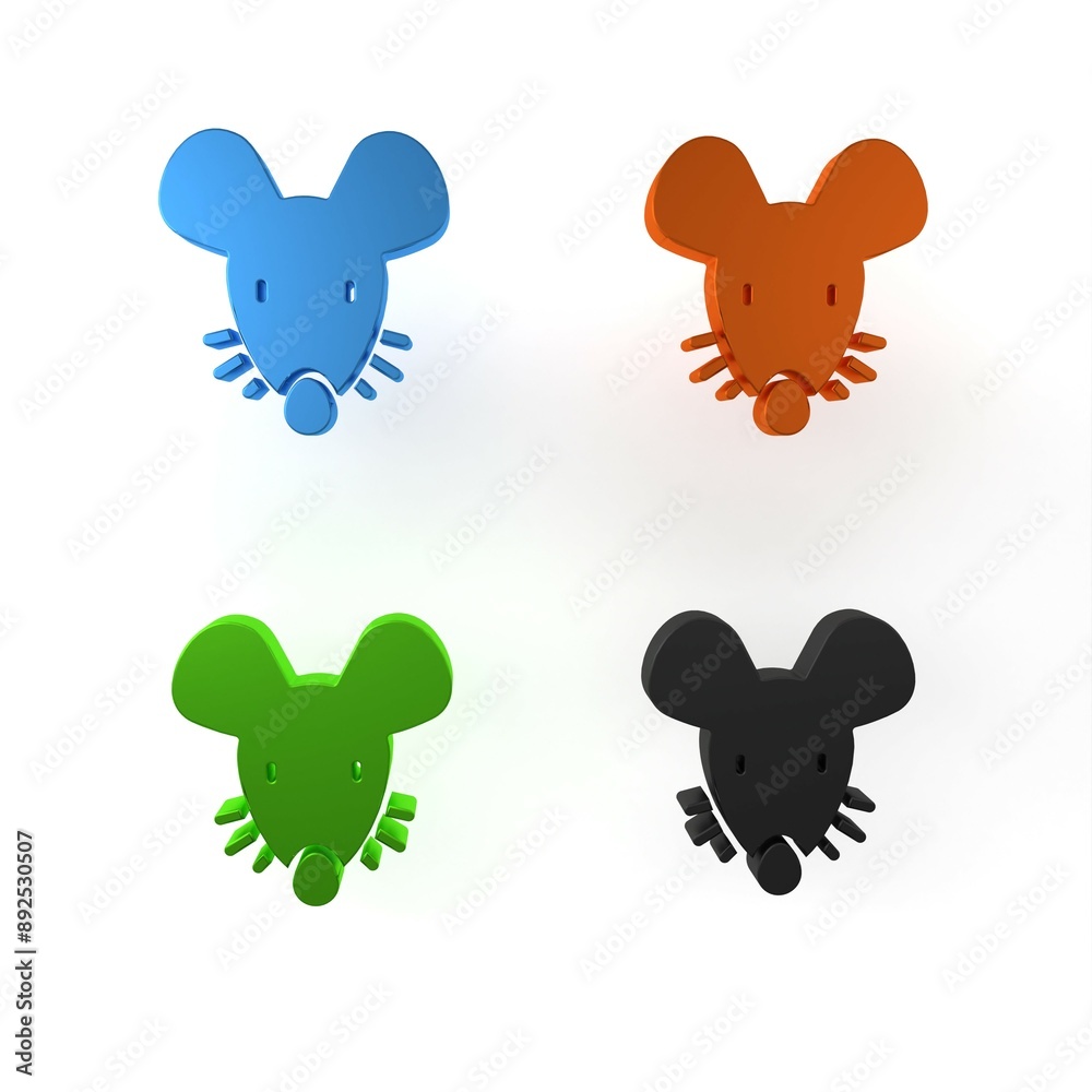 Obraz premium Colorful Experimental mouse icon isolated on white background. Minimalism concept. 3D render illustration
