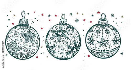 Christmas ball. Hand drawn illustration.