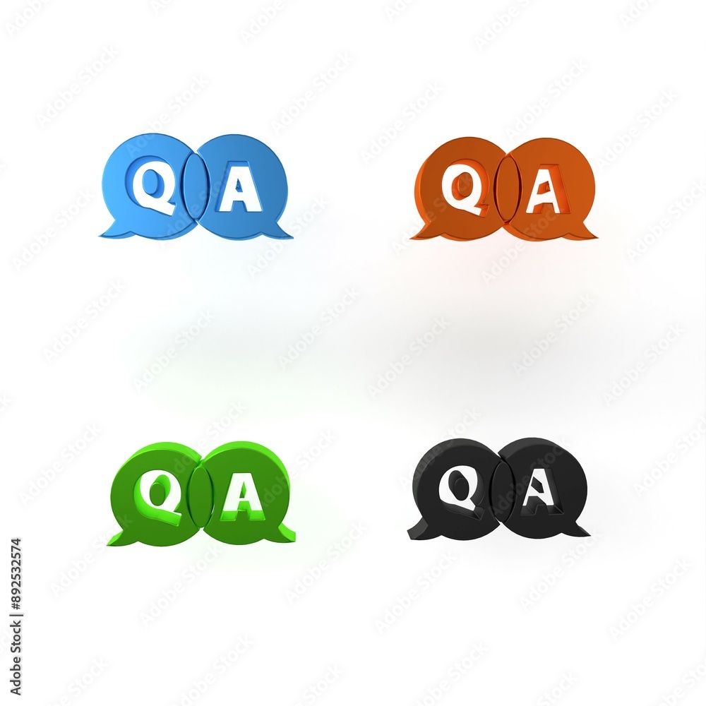 Colorful Speech bubbles with Question and Answer icon isolated on white background. Q and A symbol. FAQ sign. Chat speech bubble and chart. Minimalism concept. 3D render illustration Colorful Speech bubbles with Question and Answer icon isolated on white background. Q and A symbol. FAQ sign. Chat speech bubble and chart. Minimalism concept. 3D render illustration