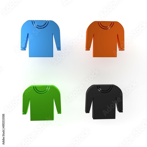 Colorful Sweater icon isolated on white background. Pullover icon. Minimalism concept. 3D render illustration