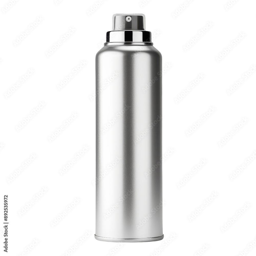 Silver Spray Can Isolated Without Background for Hair Products. Silver Spray Can Isolated Without Background for Hair Products.