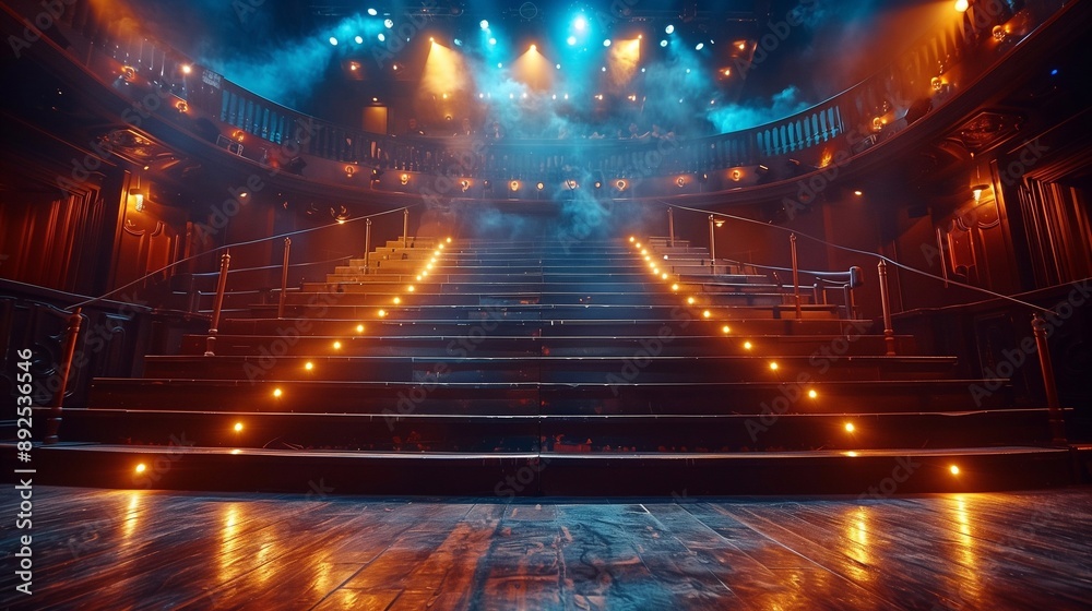 Fototapeta premium Concert hall stage with steps and lighting